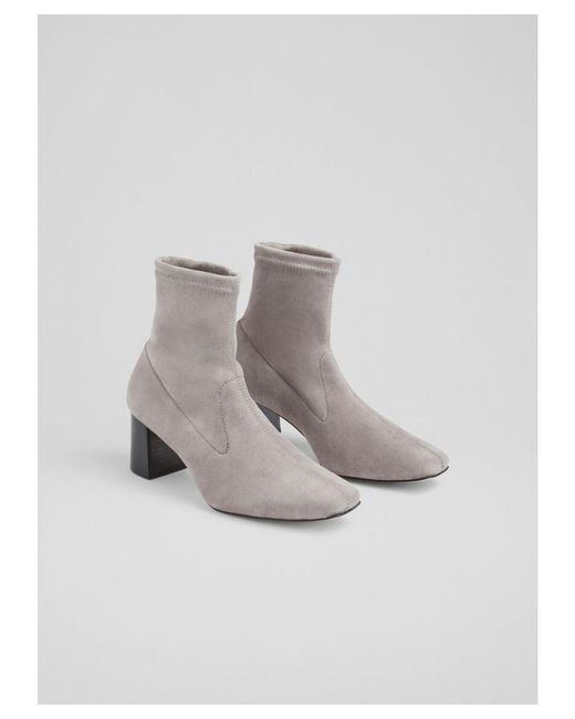 L.K.Bennett Multicolor Amira Grey Stretch Suede Ankle Boots