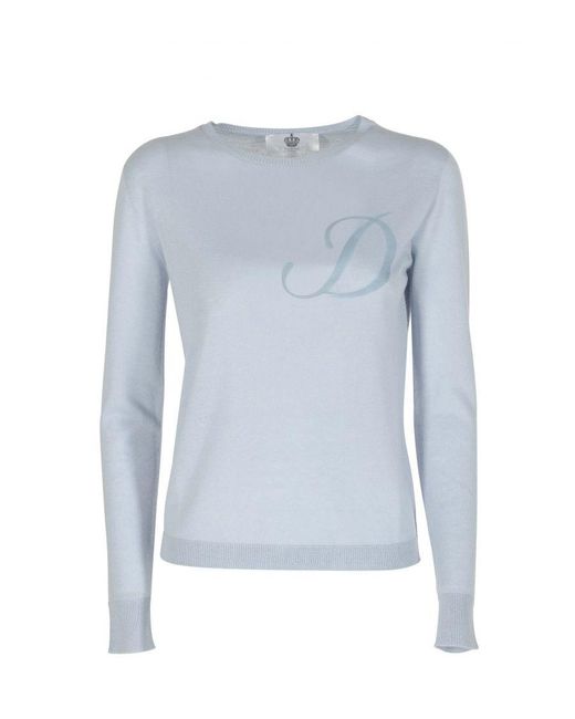 Crown of Edinburgh Cashmere Blue Long Sleeve Art 004 Light Letter D