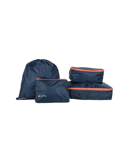 Mountain Warehouse Blue Packing Cubes With Laundry Bag Lightweight Compact Luggage Organiser Set 4 Pack