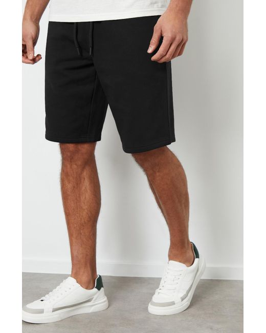 Threadbare Black Knee Length Fleece Sweat Shorts for men