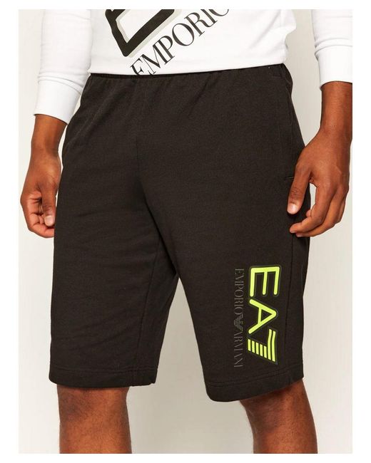 EA7 Black Bermuda Shorts Cotton for men