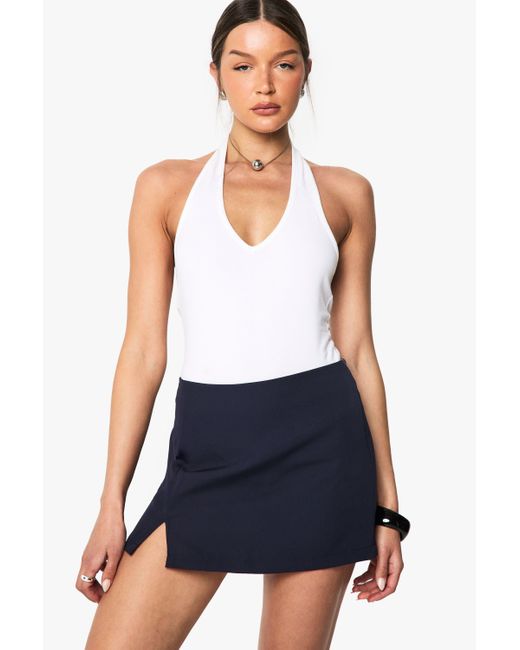 Boohoo Blue Split Hem Mini Skort