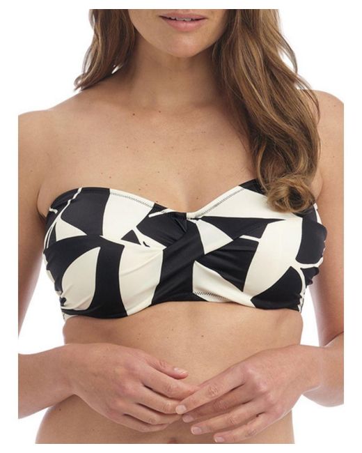 Fantasie Black Ile De Re Twist Bandeau Bikini Top & Cream