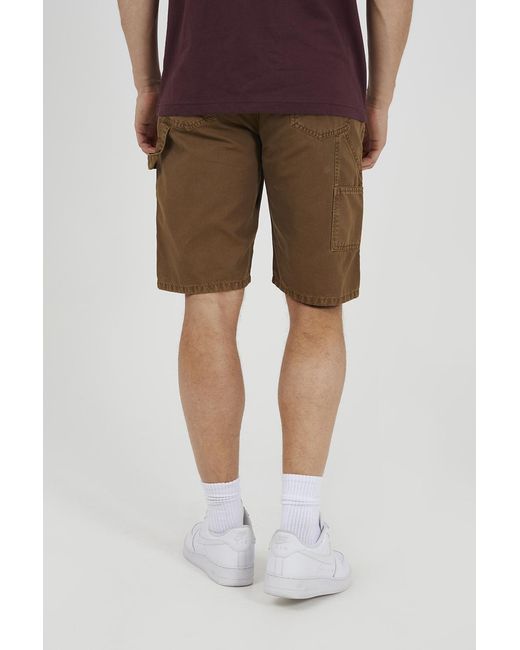 Brave Soul Brown Carpenter Button-Up Shorts for men