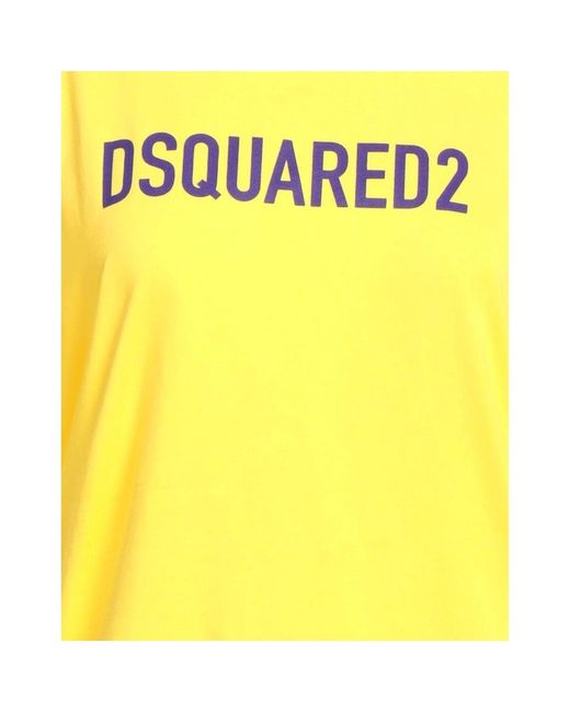 DSquared² Yellow Eco Dyed Easy Dark T-Shirt Cotton