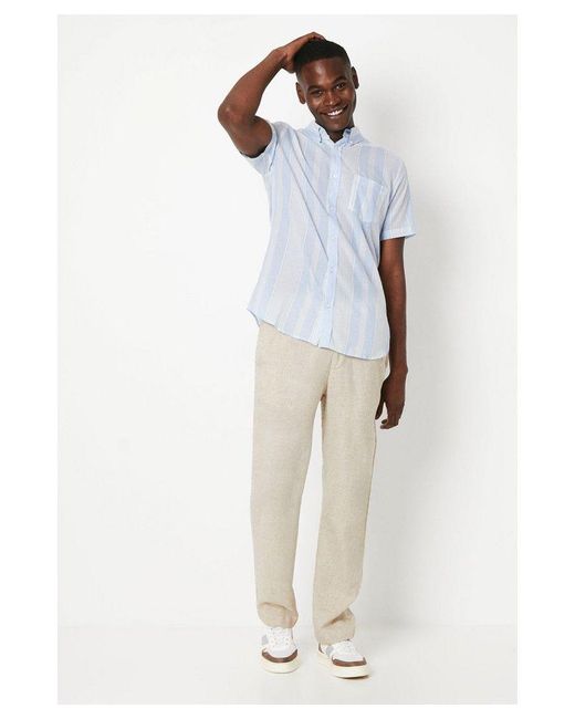 MAINE White Pastel Stripe Short Sleeve Shirt for men