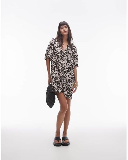 TOPSHOP White Button Down Mini Shirt Dress