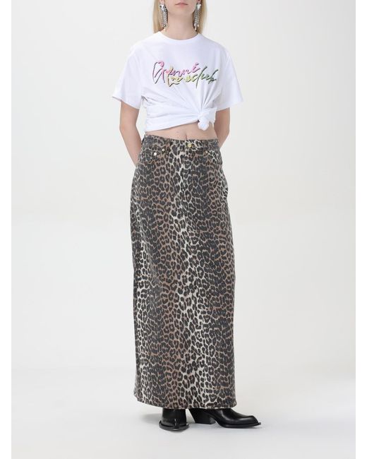 Ganni Luipaardprint Maxi Rok in het Gray