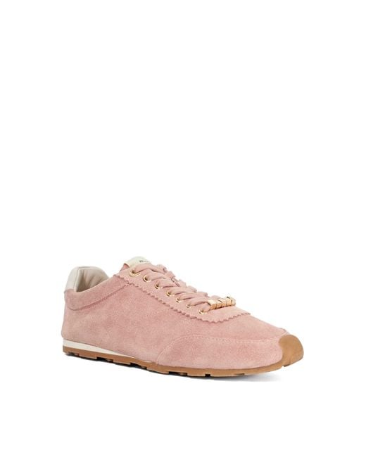 Dune Pink Evalinna Suede Lace-Up Trainers