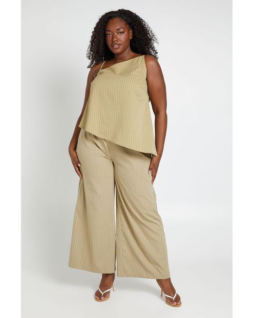 Boohoo Natural Plus Stripe Peached Elasticated Wide Leg Trousers
