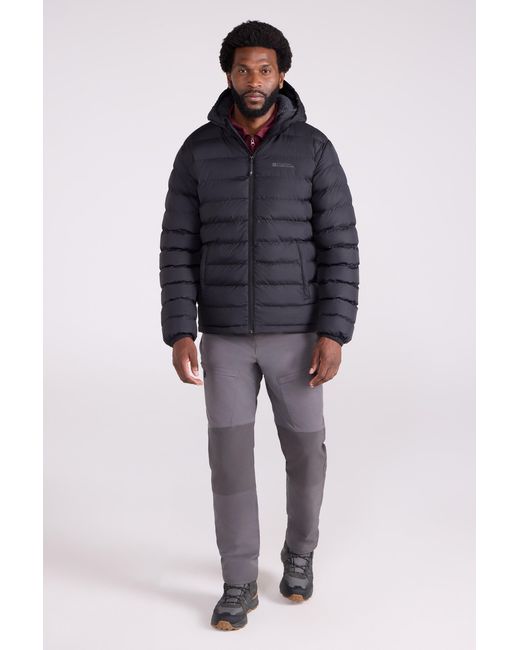 Mountain Warehouse Blue 'Seasons' Padded Jacket With Side Pockets Fur Lined Water Resistant Coat Polyamide for men