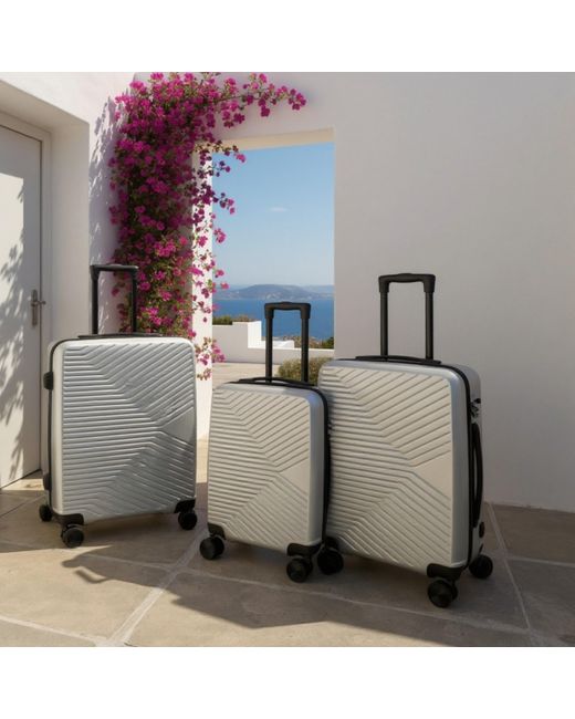 Infinity Leather Metallic Hardshell Suitcase Robust 8 Wheel Cabin Luggage Case Bag Abs
