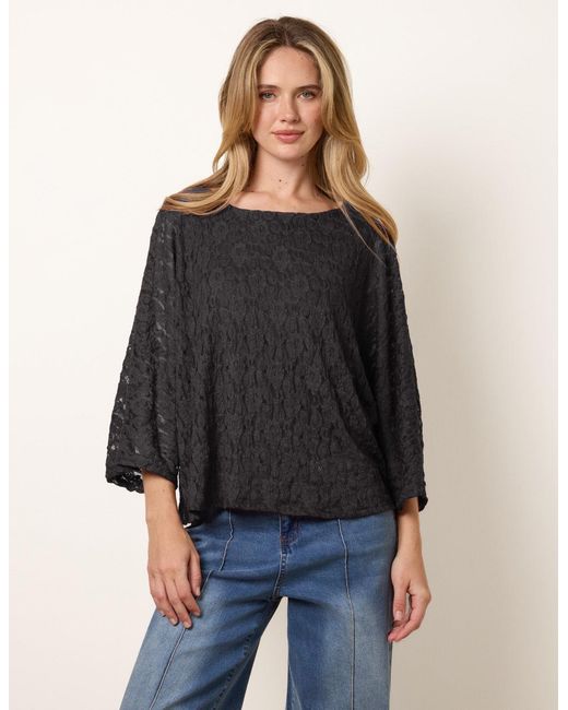 Blue Vanilla Black Lace Top