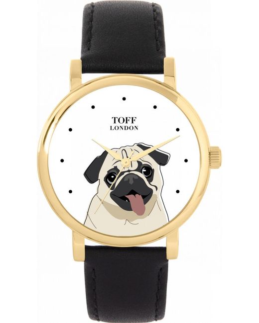 Toff London Black Tlws-28247 Ladies Pug Dog Head Watch