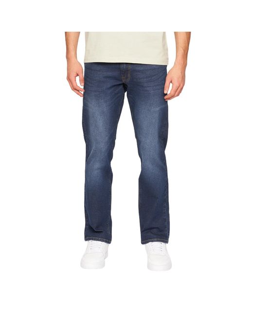 Crosshatch Blue Cadman Straight Jeans (Dark Wash) for men