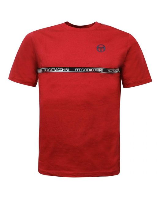 Sergio Tacchini Fosh T-shirt Graphic Taped Casual Red Top 38765 607 for men
