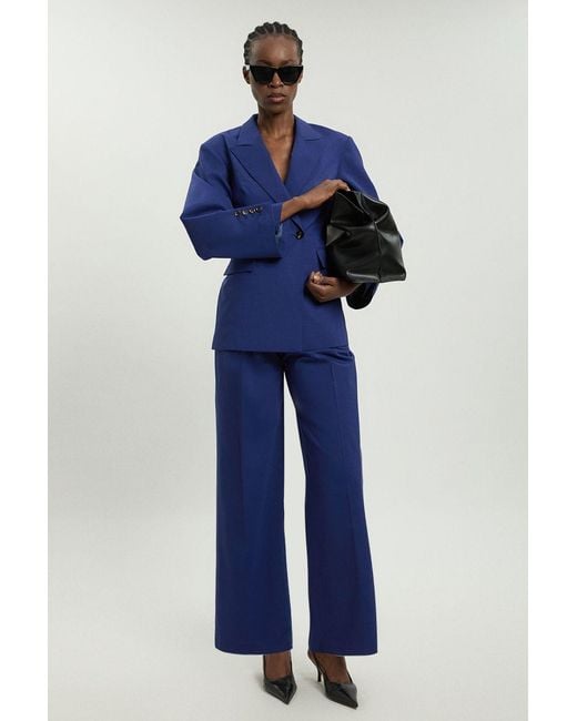Karen Millen Blue Tailored Straight Leg Cigarette Trouser