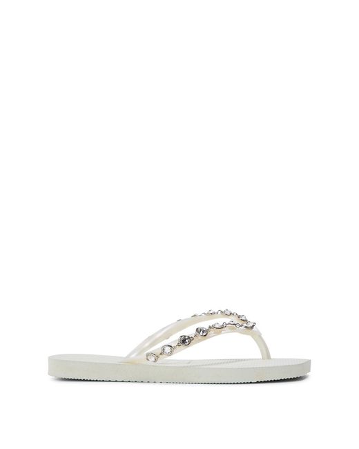 Havaianas White Luxury Flip Flops Thong Toe Flats