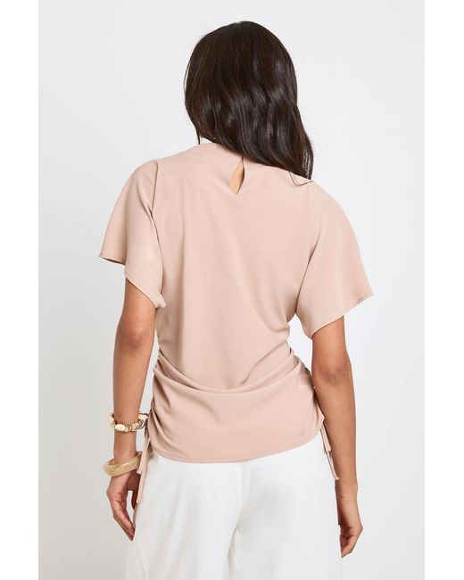 Boohoo Natural Tall Loose Ruched Side Body Top