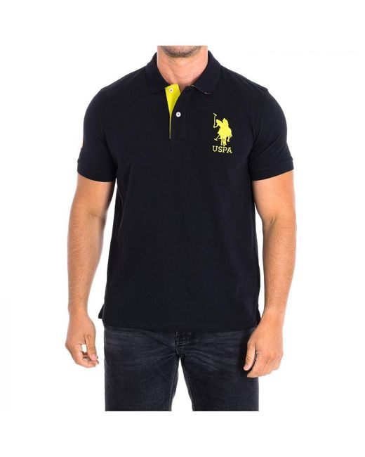 U.S. POLO ASSN. Black Korycbad Short Sleeve With Contrasting Lapel Collar 64779 for men