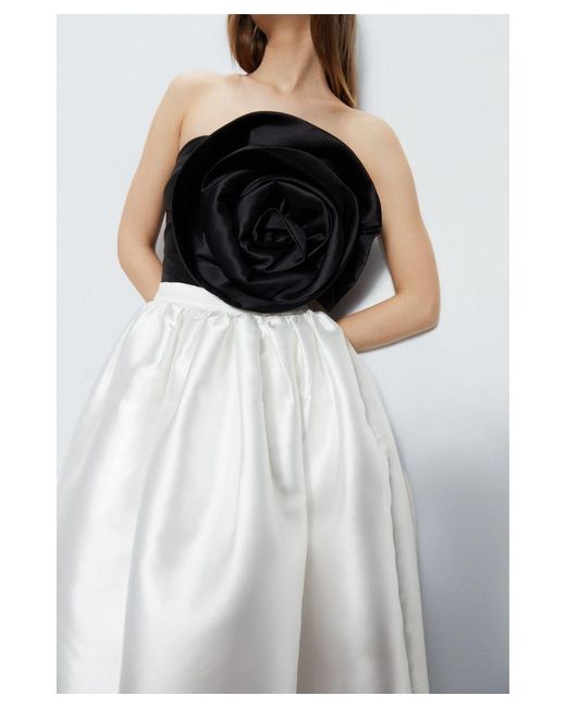 Warehouse White Premium Satin Twill Midi Full Skirt