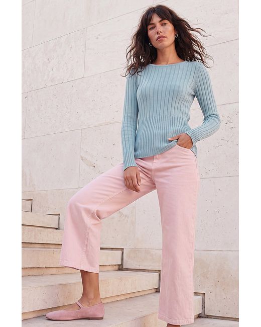 Roman Blue Soft Ribbed Knit Top