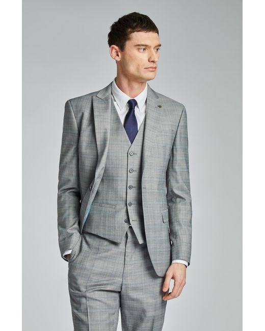 Ted Baker Gray Check Slim Jacket for men