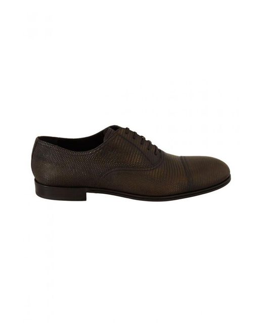 Dolce & Gabbana Brown Lizard Leather Dress Oxford Shoes for men