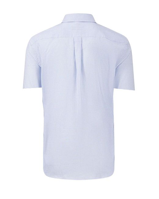 Fynch-Hatton Blue Short Sleeved Oxford Shirt Check Cotton for men