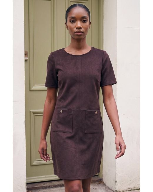 Roman Purple Petite Faux Suede Dress