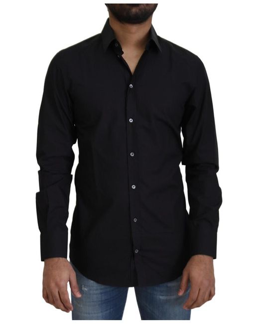 Dolce & Gabbana Katoenen Slim Fit Overhemd in het Black voor heren
