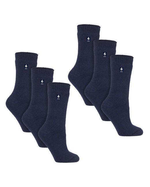 Heat Holders Blue 6 Pairs Ladies Original Thick Winter Thermal Socks