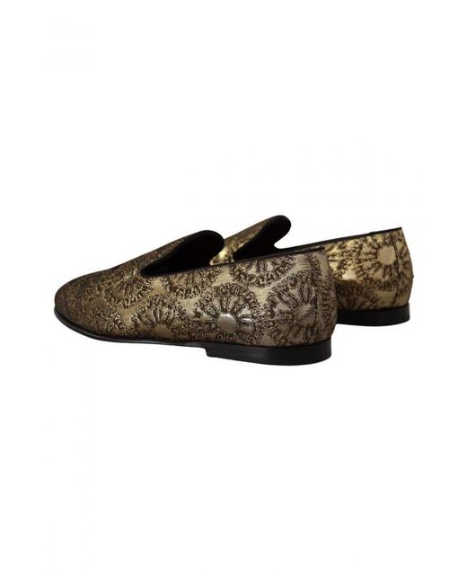 Dolce & Gabbana Metallic Jacquard Flats Loafers Shoes for men