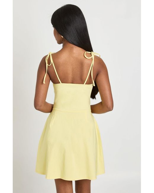 Boohoo Yellow Bengaline Button Through Cami Dress