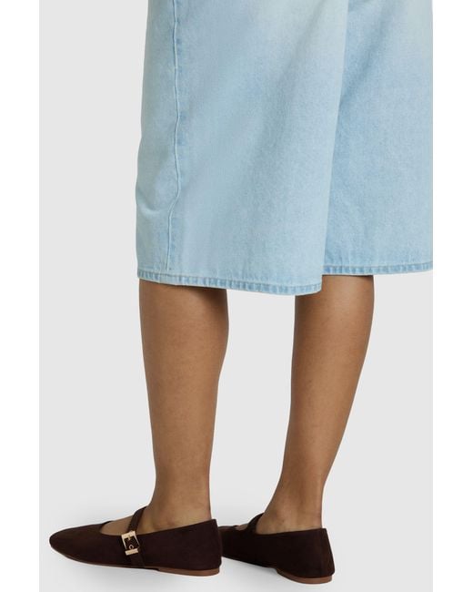 Boohoo Blue Buckle Detail Mary Jane Ballet Flats