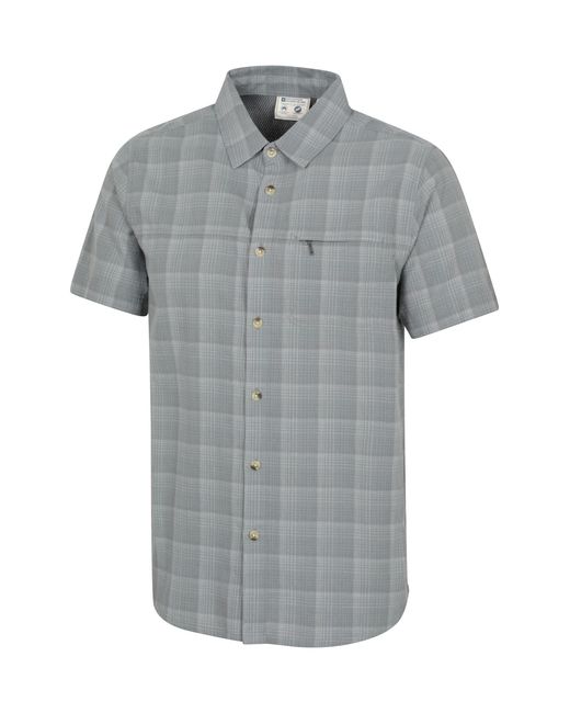 Mountain Warehouse Gray 'Holiday' Cotton Shirt Buttoned Breathable Summer Top for men