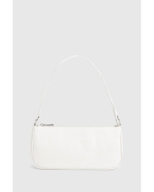 Boohoo Purple Croc Detail Shoulder Bag
