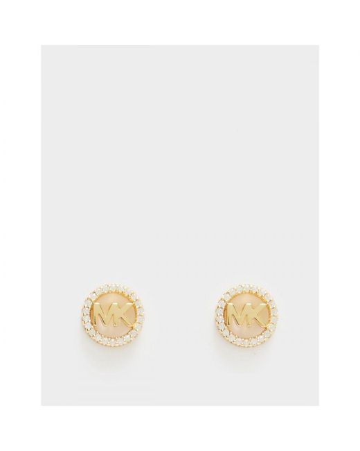 Michael Kors White Accessories Diamante Logo Stud Earrings
