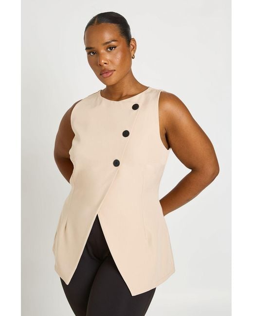 Boohoo Natural Plus High Wrap Contrast Button Waistcoat