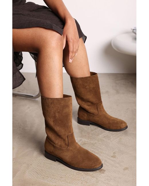 Where's That From Brown Wheres 'Monroe' Mid Calf Boots With Flat Sole