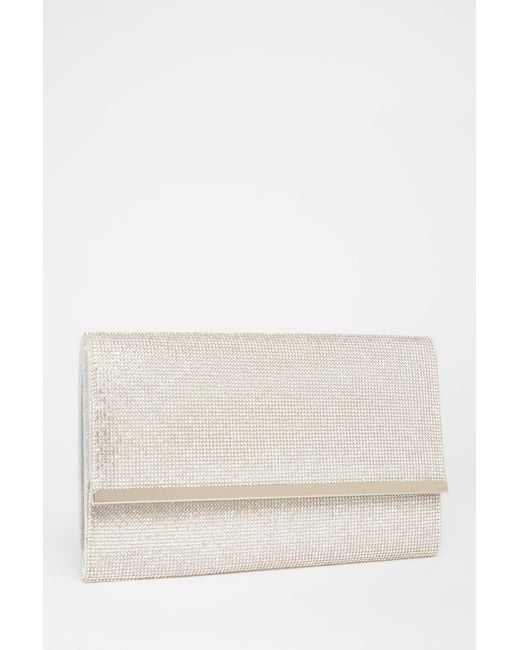 Quiz Natural Diamante Envelope Clutch Bag