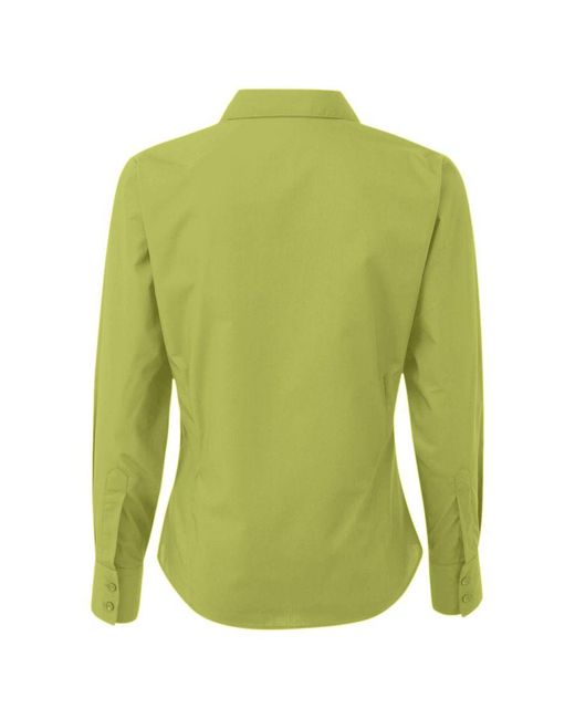 PREMIER Green Ladies Poplin Long-Sleeved Blouse (Lime)