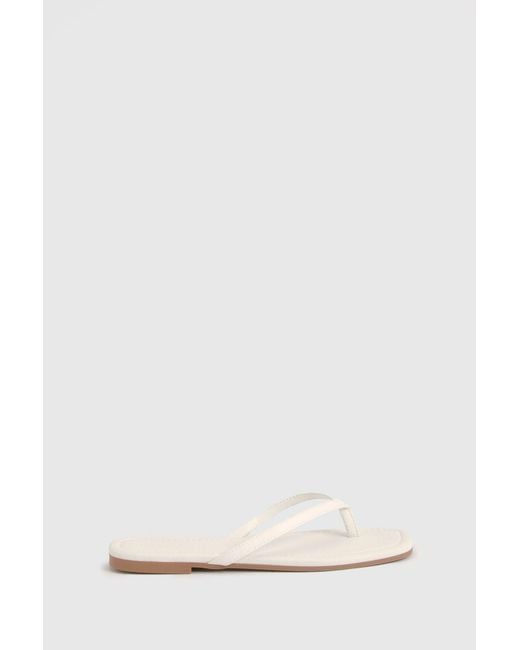 Boohoo White Square Toe Flip Flops