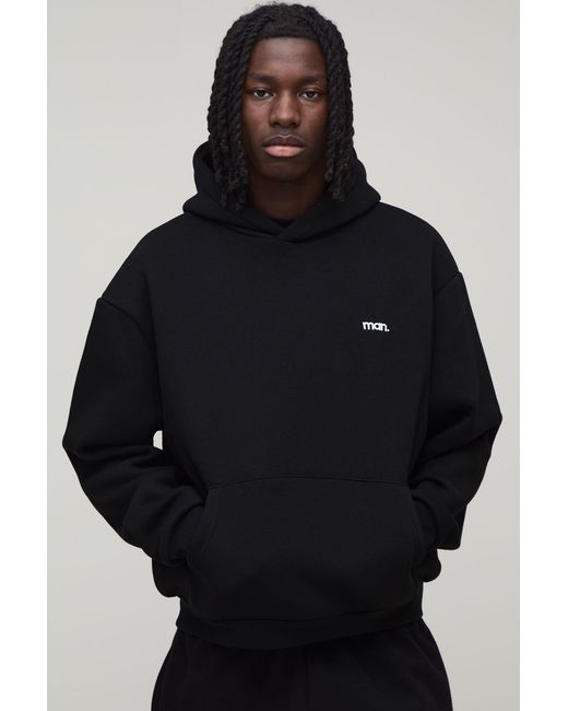 BoohooMAN Blue Oversized Boxy Dot Embroidered Hoodie for men