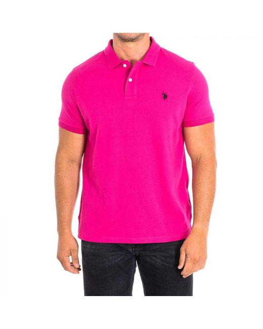 U.S. POLO ASSN. Pink King Short Sleeve With Contrast Lapel Collar 61423 for men