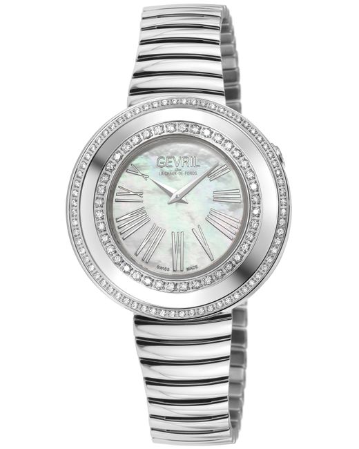Gevril Gray Gandria Swiss Diamond Watch, 316L Ss Case, Mop Dial, Bracelet