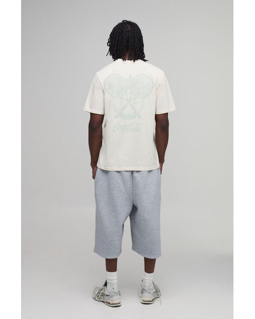 BoohooMAN White Tall Regular Coca Cola Tennis License Print T-Shirt for men