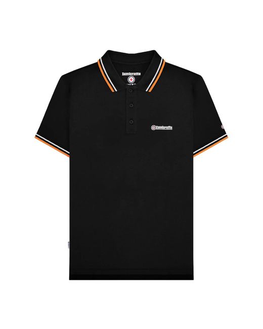Lambretta Black Ss25 Twin Tip Polo Shirt Cotton for men
