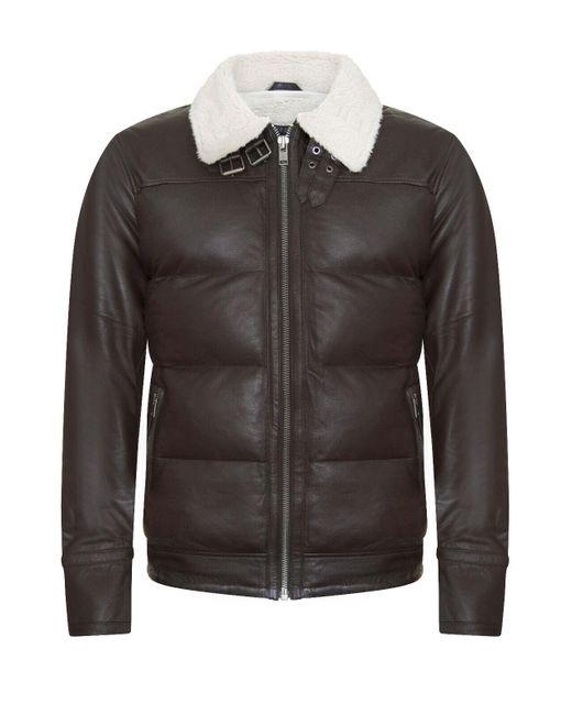 Infinity Leather Black Quilted Biker Puffer Jacket for men