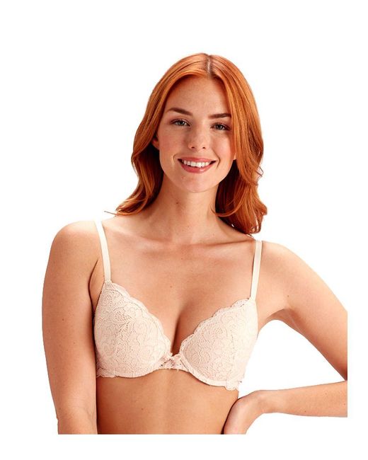Pretty Polly Brown Amy Lace Non-Push Up Plunge Bra